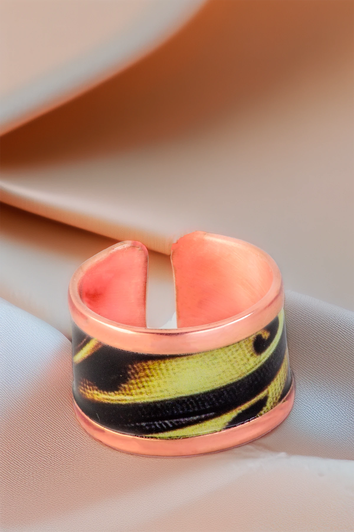 Kadın Bakır Bileklik Yüzük Set- Sofia Model Özel Baskı Metal Kutu Ve Kuvars Taşı