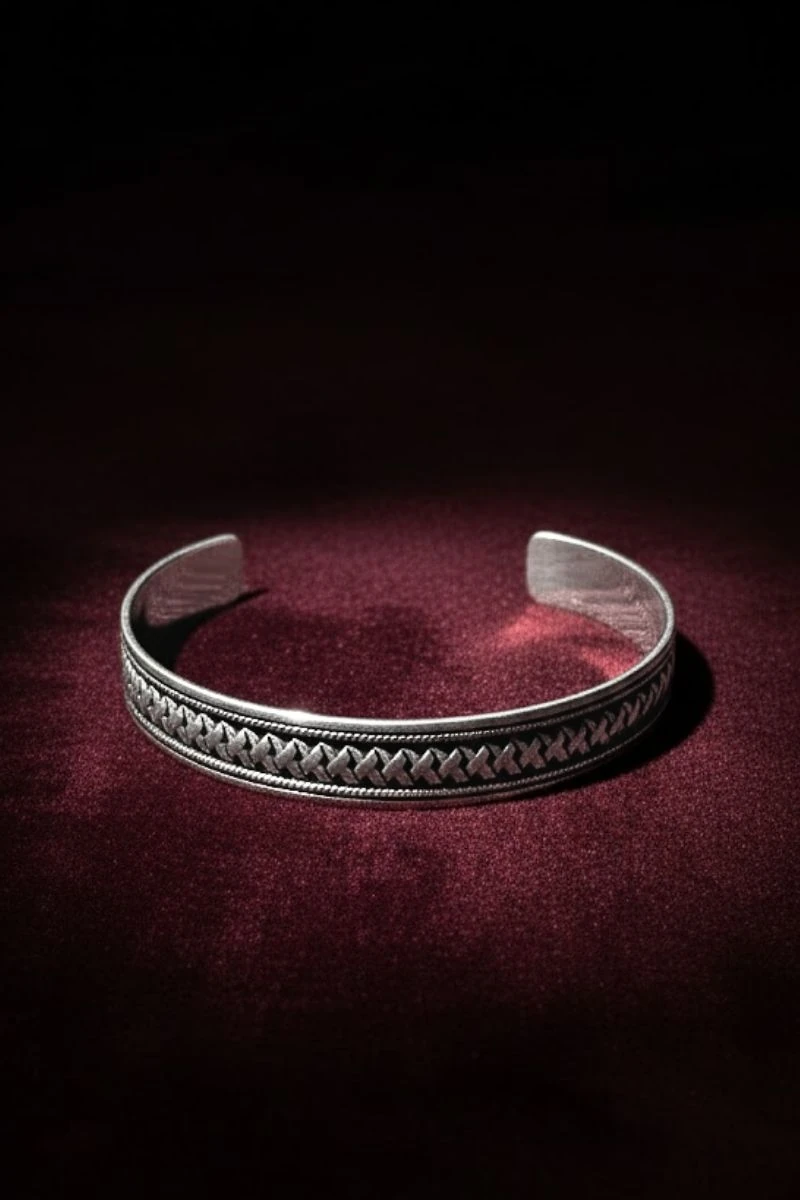 Erkek Gümüş Bileklik -Otantik Tasarım Erkek Gümüş Kelepçe Bileklik
