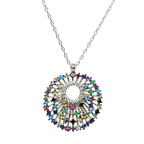 Mix Stone-set Women's Silver Necklace