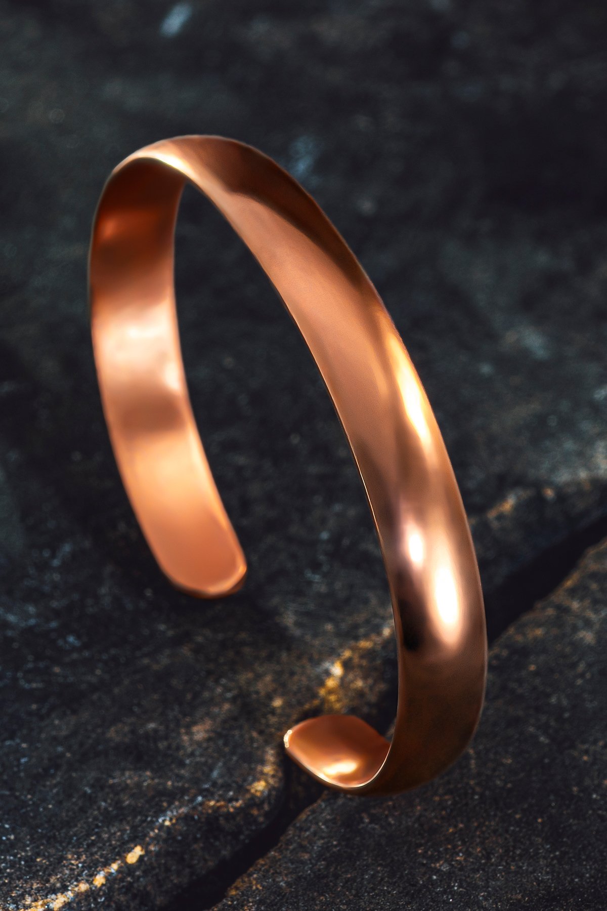 Erkek Kadın Bakır Bileklik - İsim Yazılabilir Düz Parlak Model Metal Kutu Kuvars