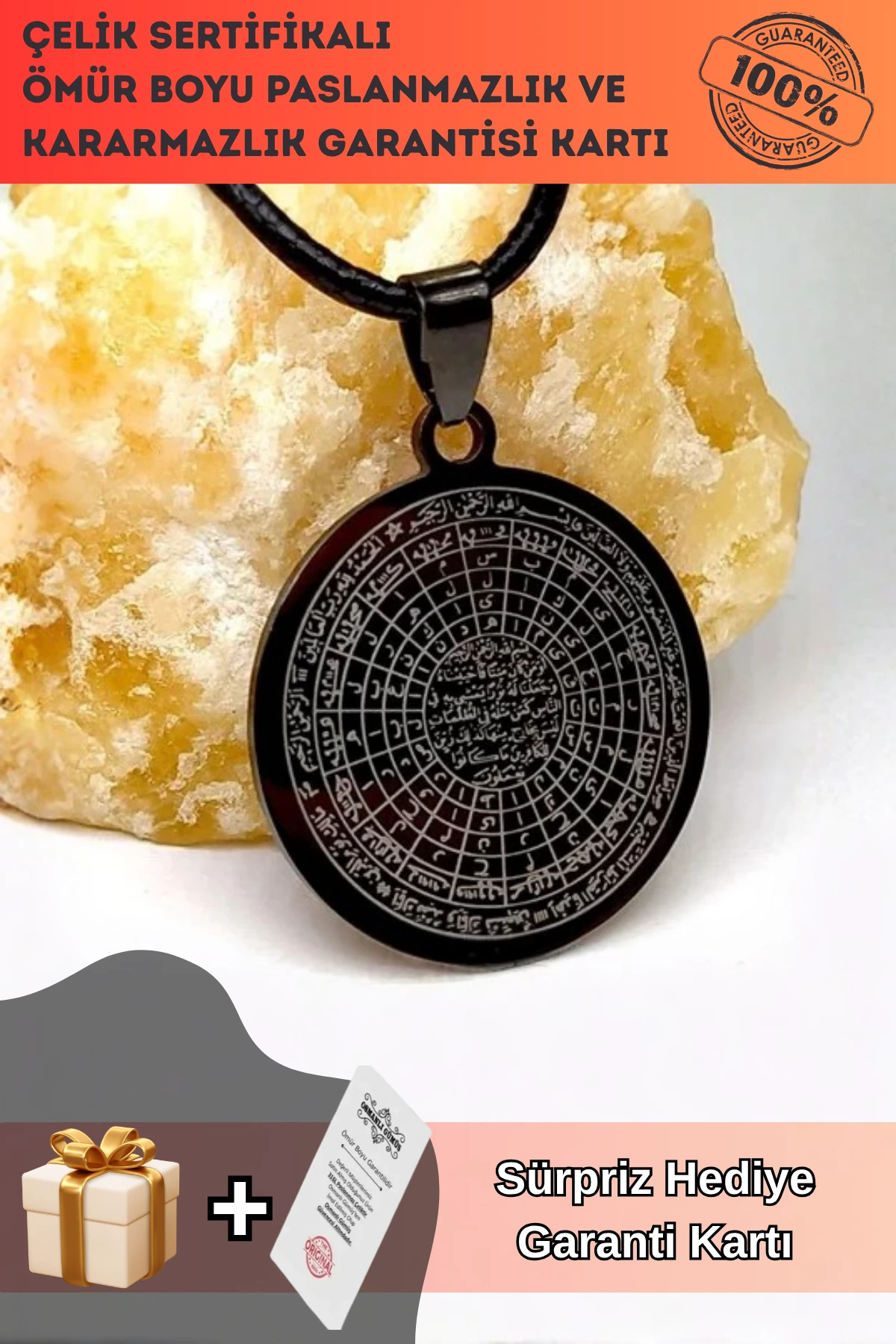 Cennet-ül Esma Bayan Erkek Çelik Deri Kolye