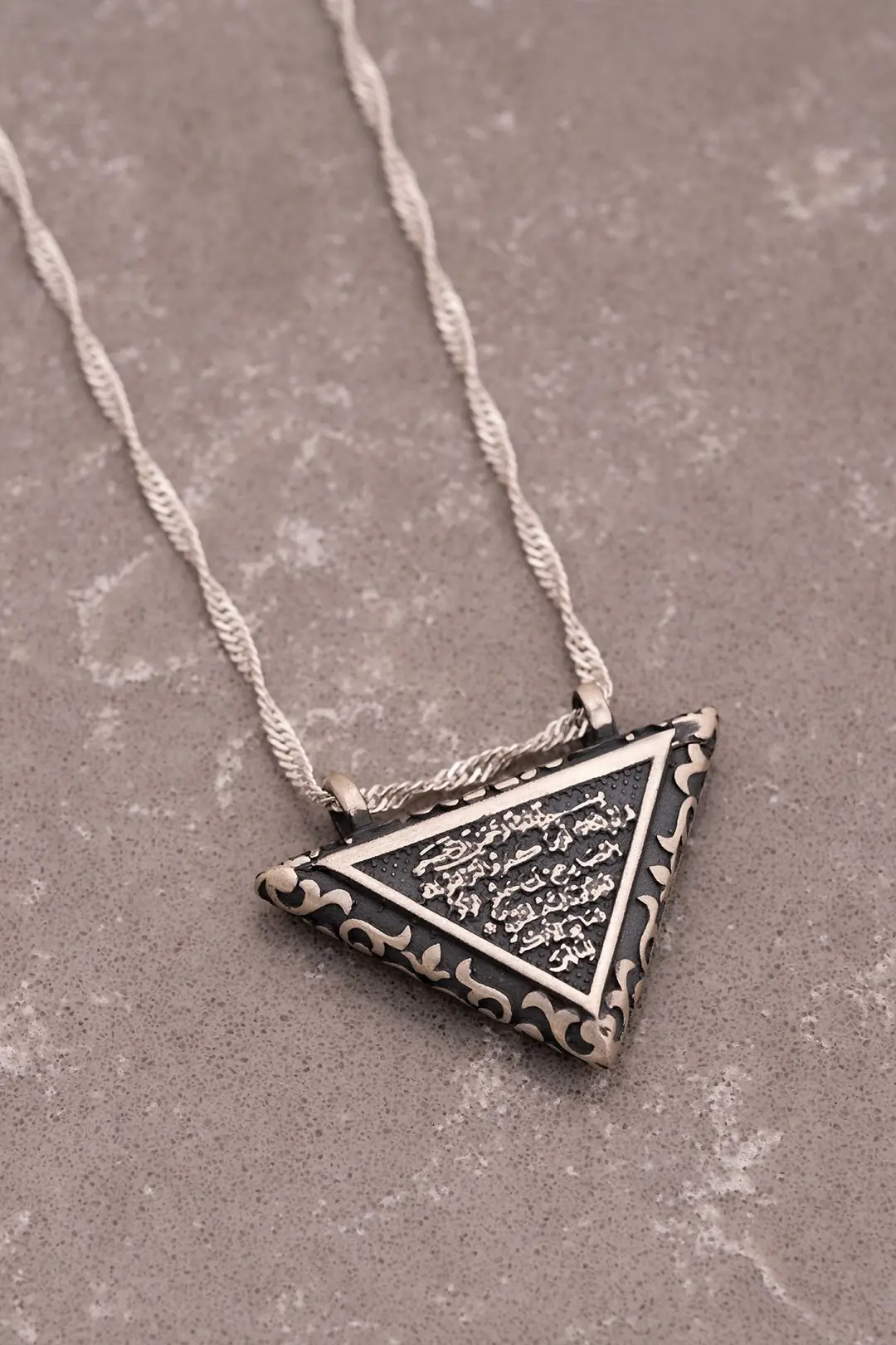 Women's Silver Necklace Allah Engraved Arka Tarafında Ayat al-Kursi Prayer Silver Cevşen