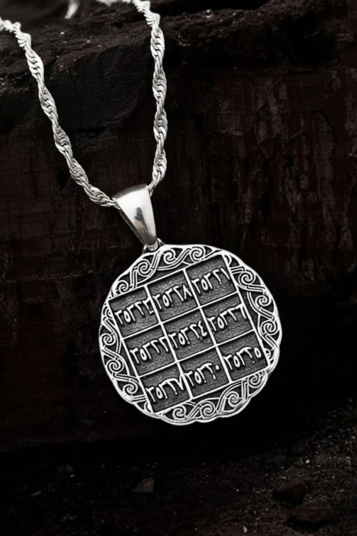 İsmi Azam Ve Yedi Ayetler Vefki Çift Taraflı Kadın Gümüş Kolye