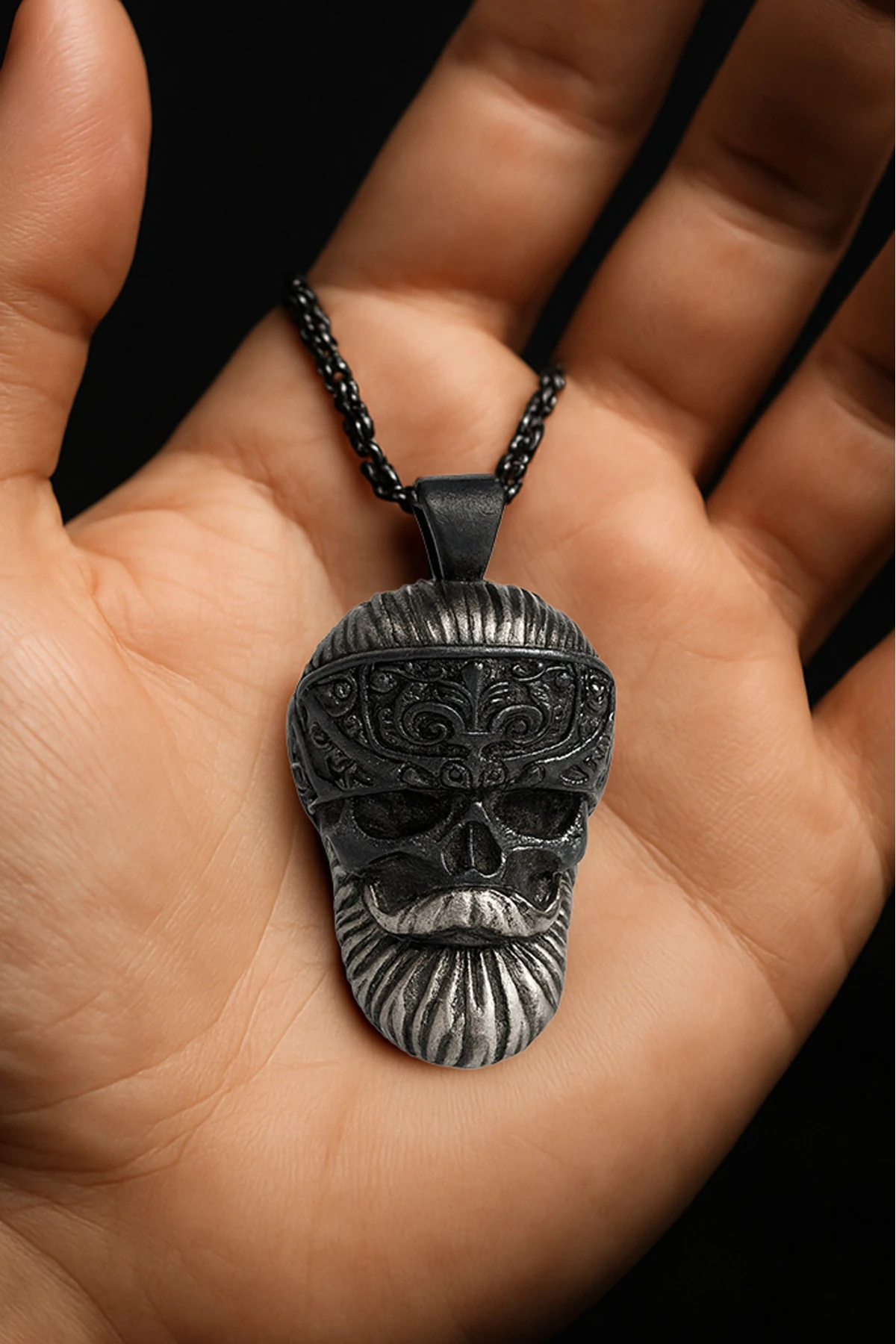 Erkek Kuru Kafa Motifli Polo Zincir Model Çelik Kolye