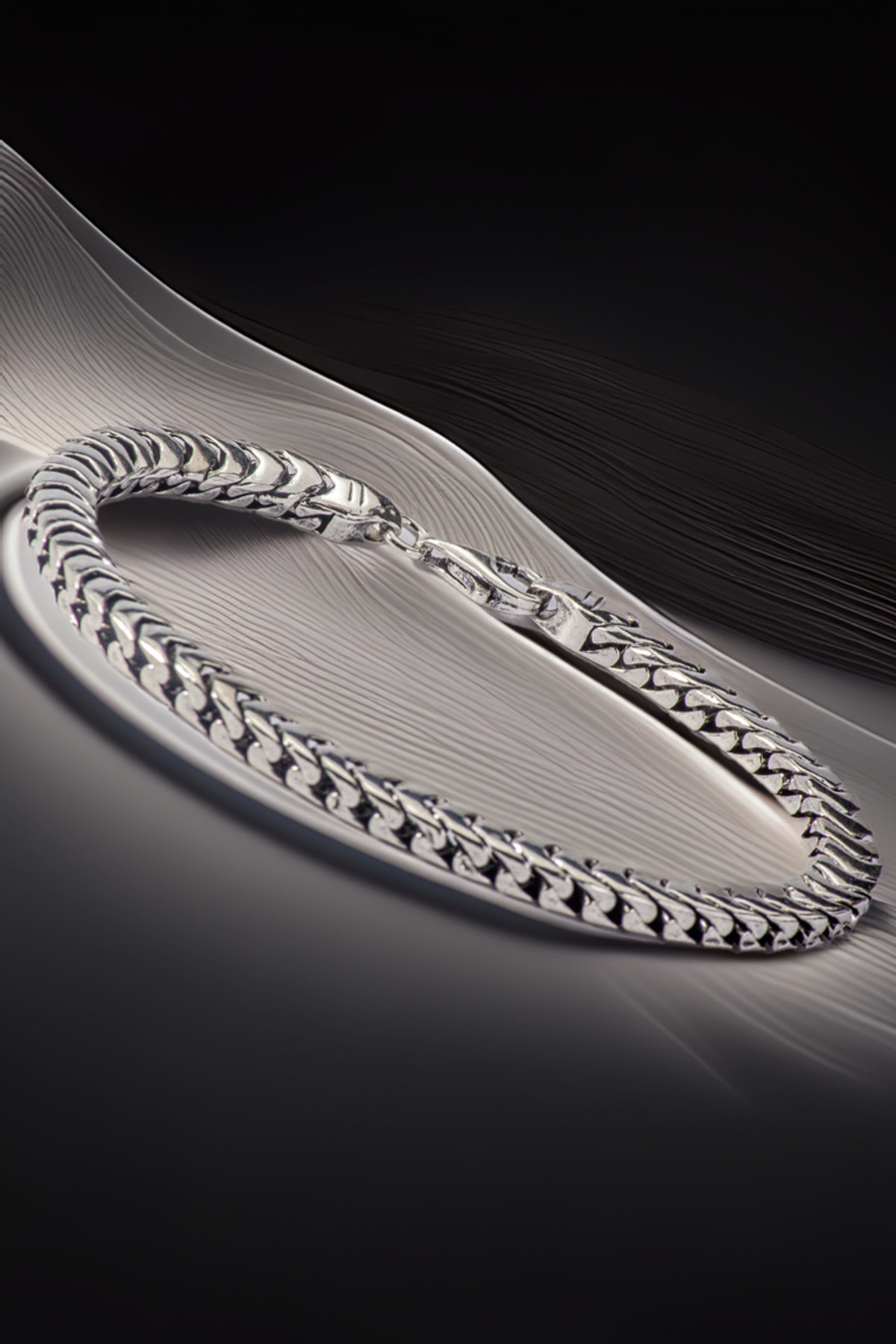 Erkek Gümüş Bileklik - İnce Yassı Snake Parlak Model Erkek Künye