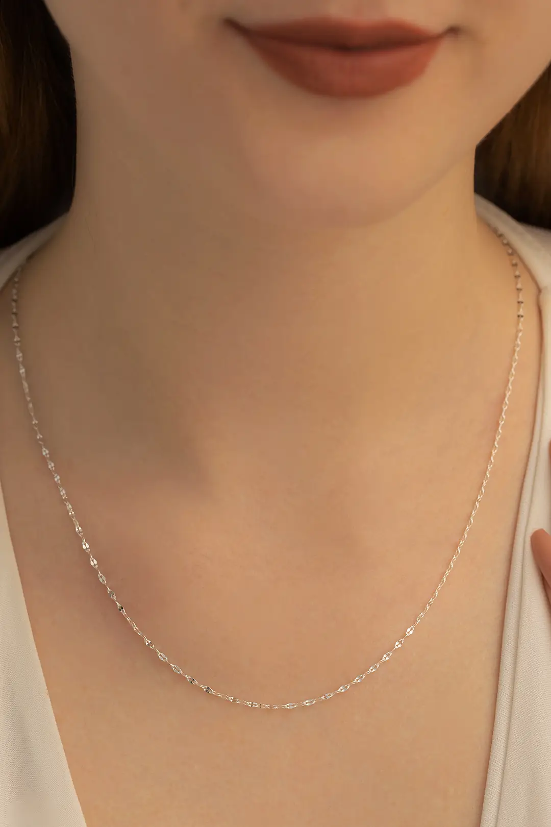Women's Silver Necklace 1.5 mm Fırfır Silver Necklace