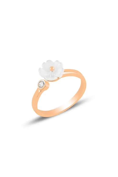 Manolya Flower Motif 1 Rose Silver Women's Ring GYZMNLYCCK1-ROS