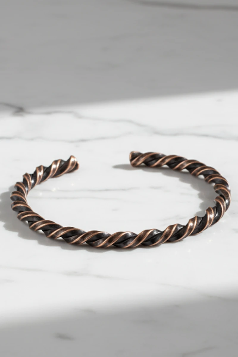 Tork Model %100 Saf Bakır Erkek Kadın Bileklik – Metal Kutu ve Doğal Taşlar