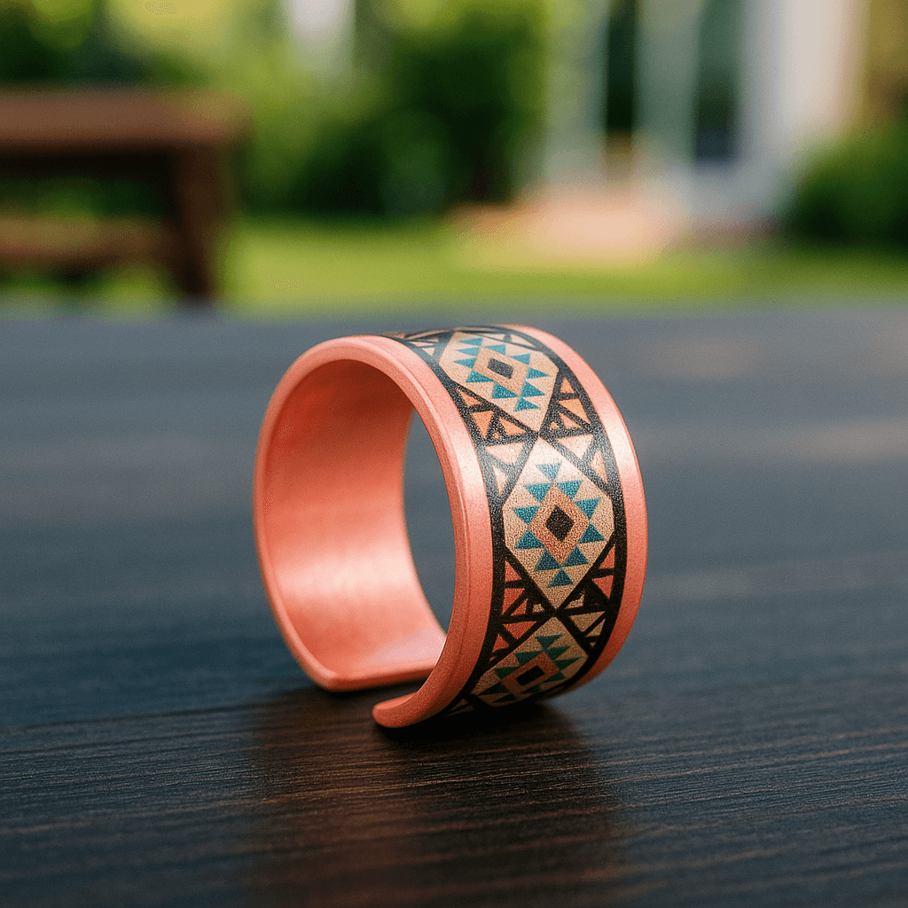  Kadın Bakır Yüzük - Liva Model Özel Baskı Metal Kutu Ve Kuvars Ta
