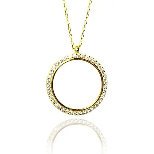 Women's Silver Necklace Zircon Stone-set Quarter Gold Koyulan Silver Necklace