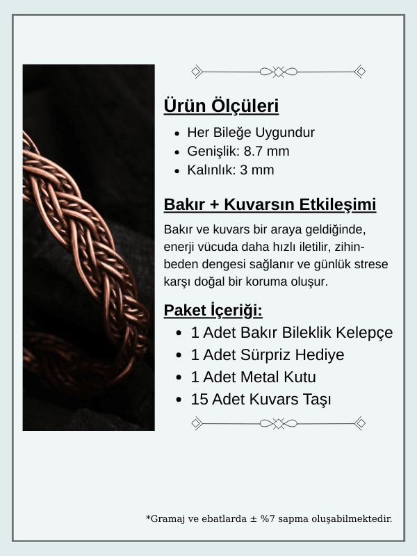 Kadın Bakır Bileklik - Örgü Model Kadın Bakır Kelepçe Bileklik Bilezik