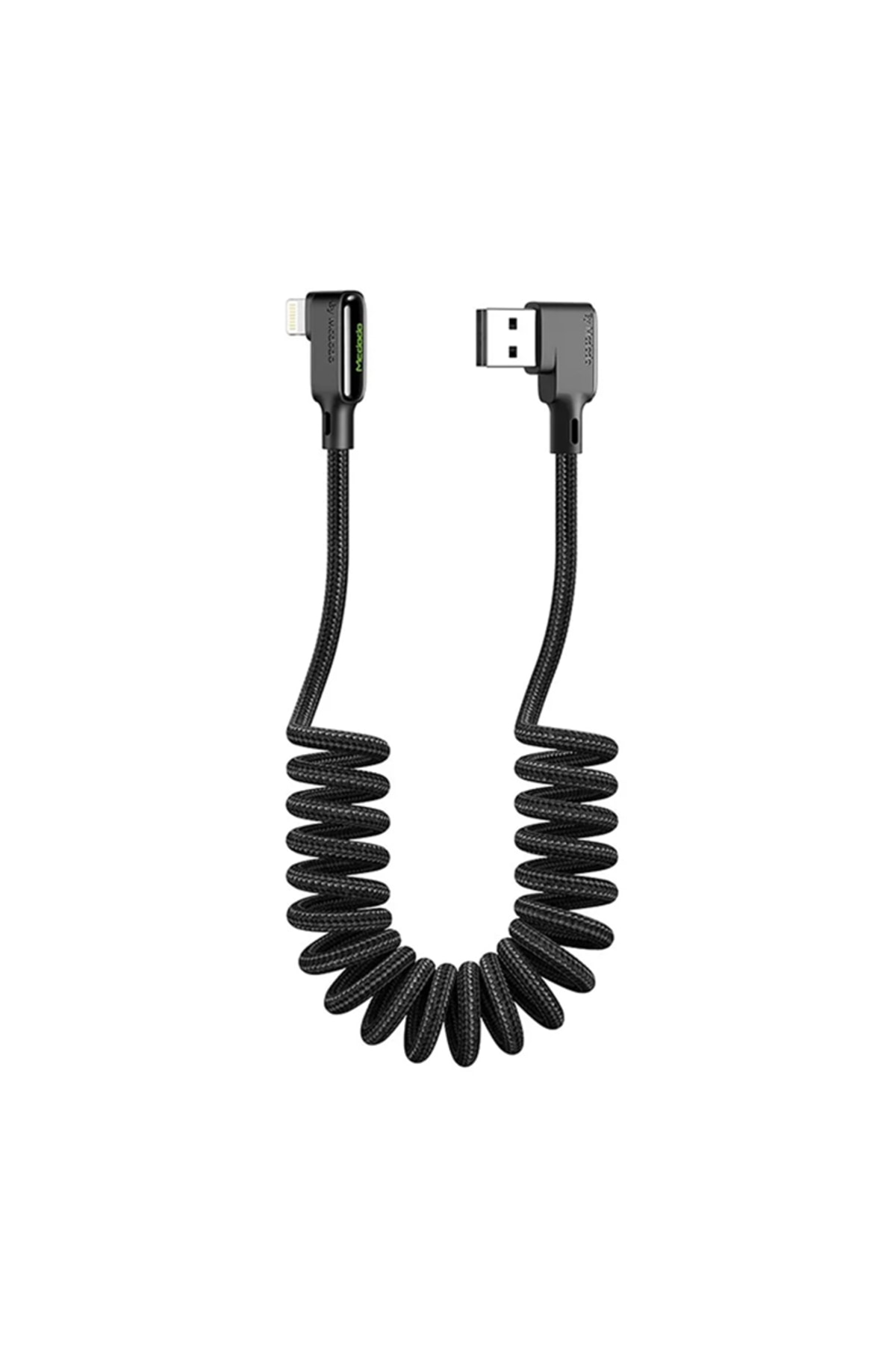 Ca7300 3a 1,8mt Qualcomm Spiral Işıklı Iphone Lightning Şarj Data Kablosu Siyah