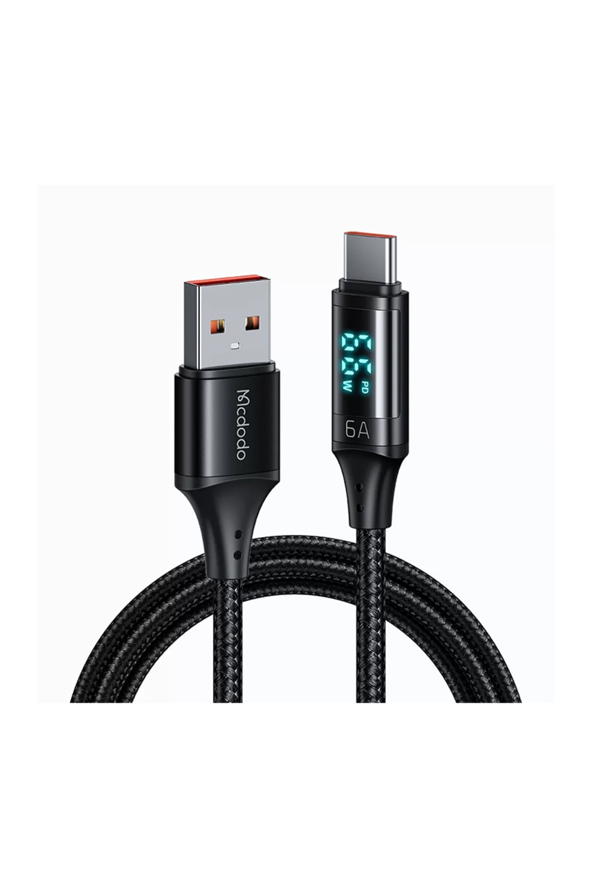 CA-1080 TypeC 6A Dijital Ekranlı Süper Hızlı Data/Şarj Kablosu 1.2MSiyah