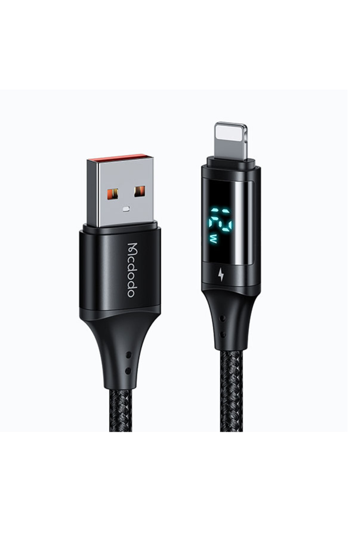 CA-1060 Dijital Ekranlı Lightning Hızlı DataŞarj Kablosu 3A 1.2MSiyah