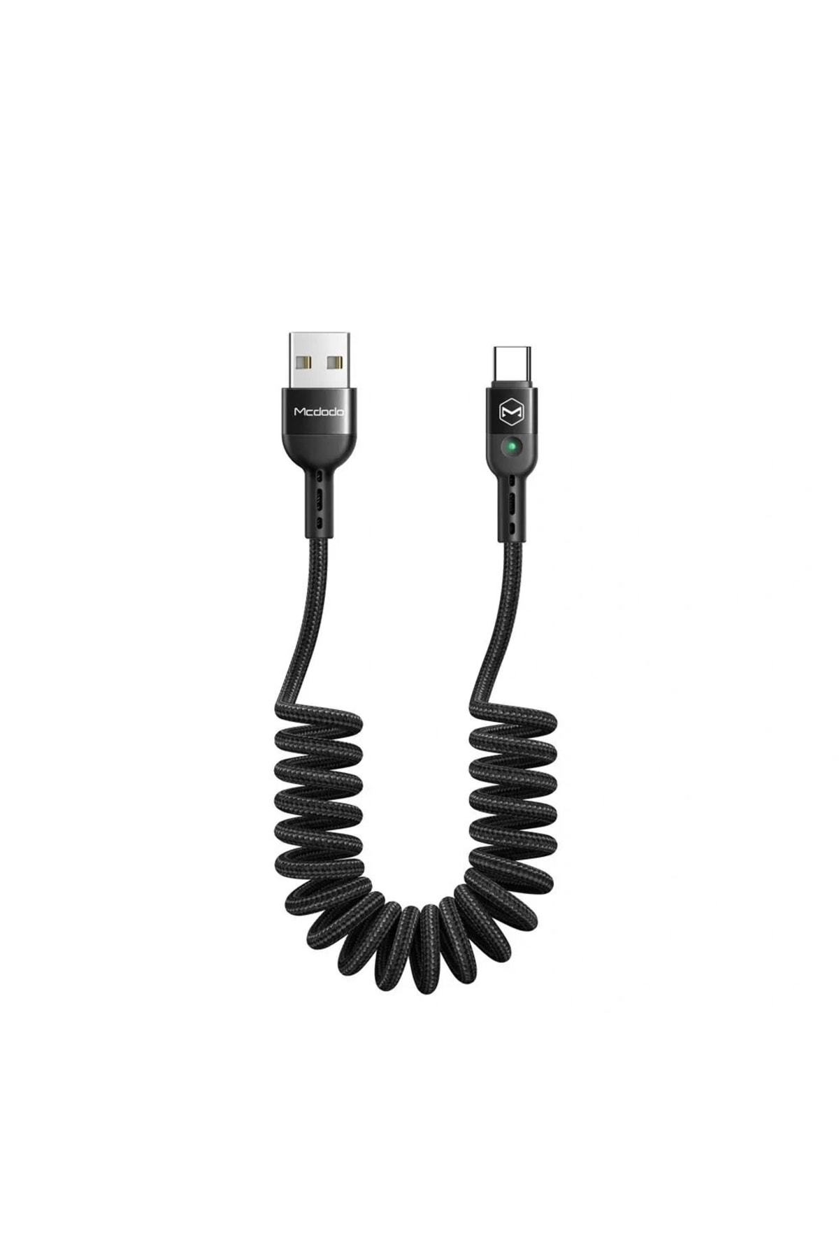 Ca-6420 Type-c Led Işıklı Spiralli Hızlı Data/şarj Kablosu 1.8m-siyah