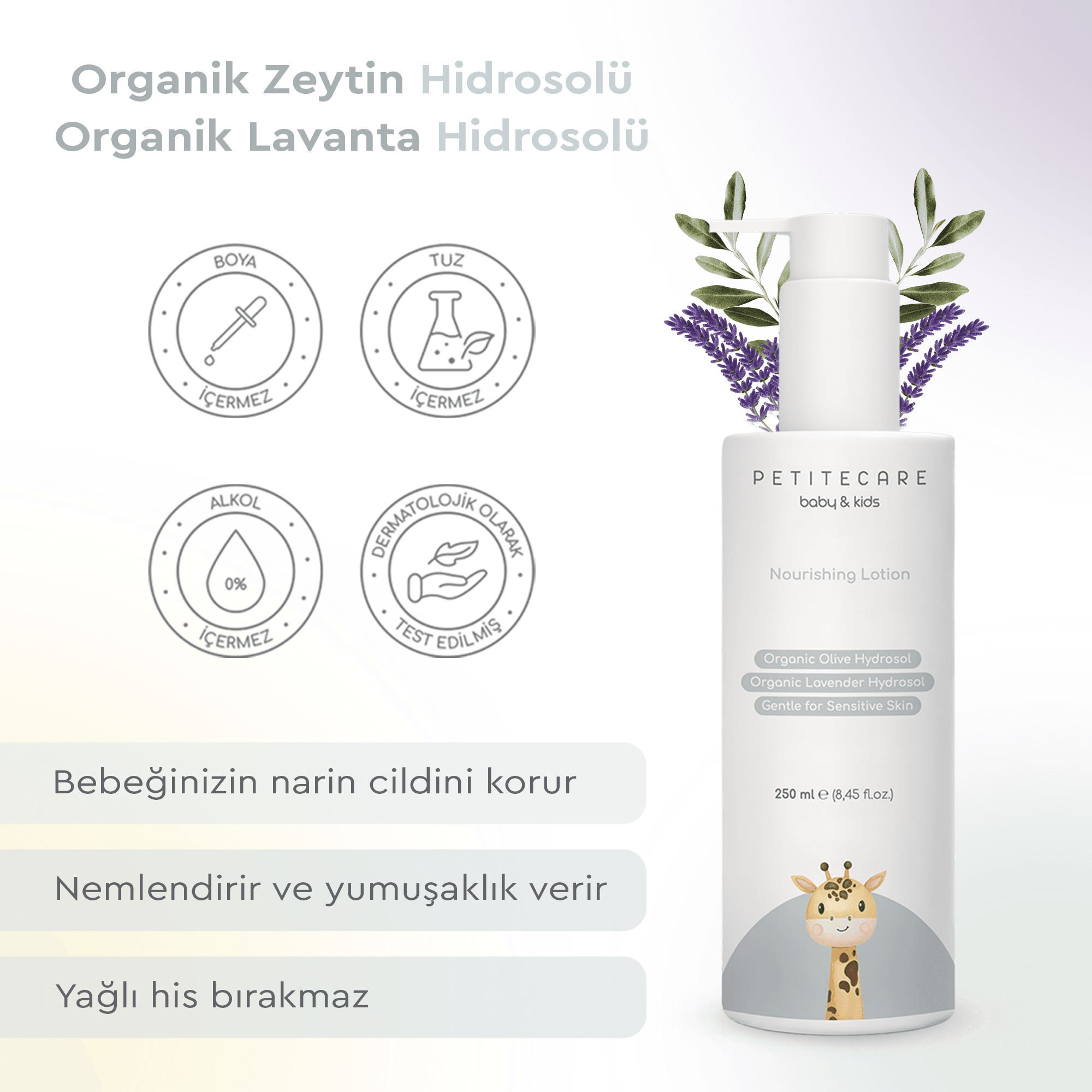 Organik Bebek ve Çocuk Nemlendirici Losyonu, Hassas Ciltler, Doğal, Parfümsüz, Organik Sertifikalı İçerik, 250 ML