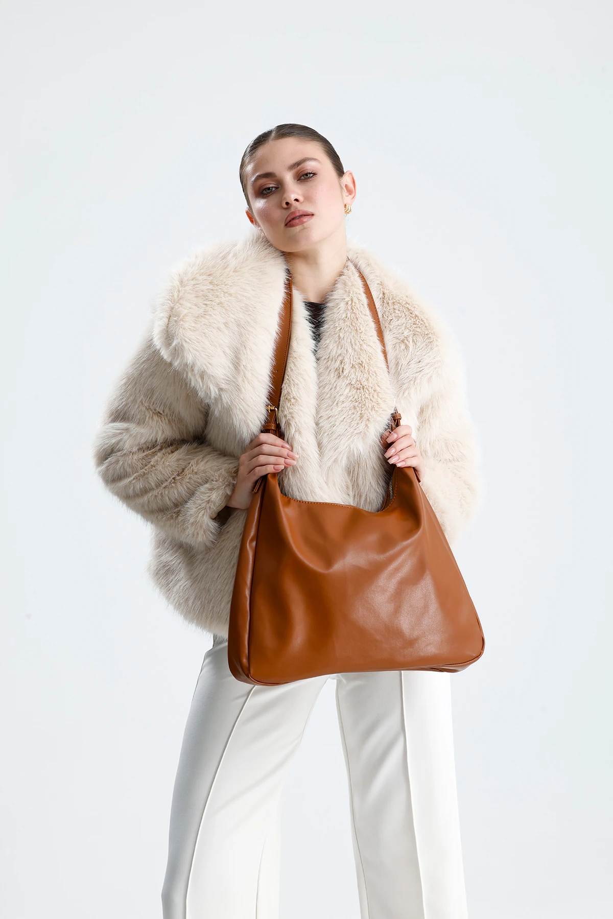 Luvin Salaş Kadın Omuz, Kol ve El Çantası - Taba