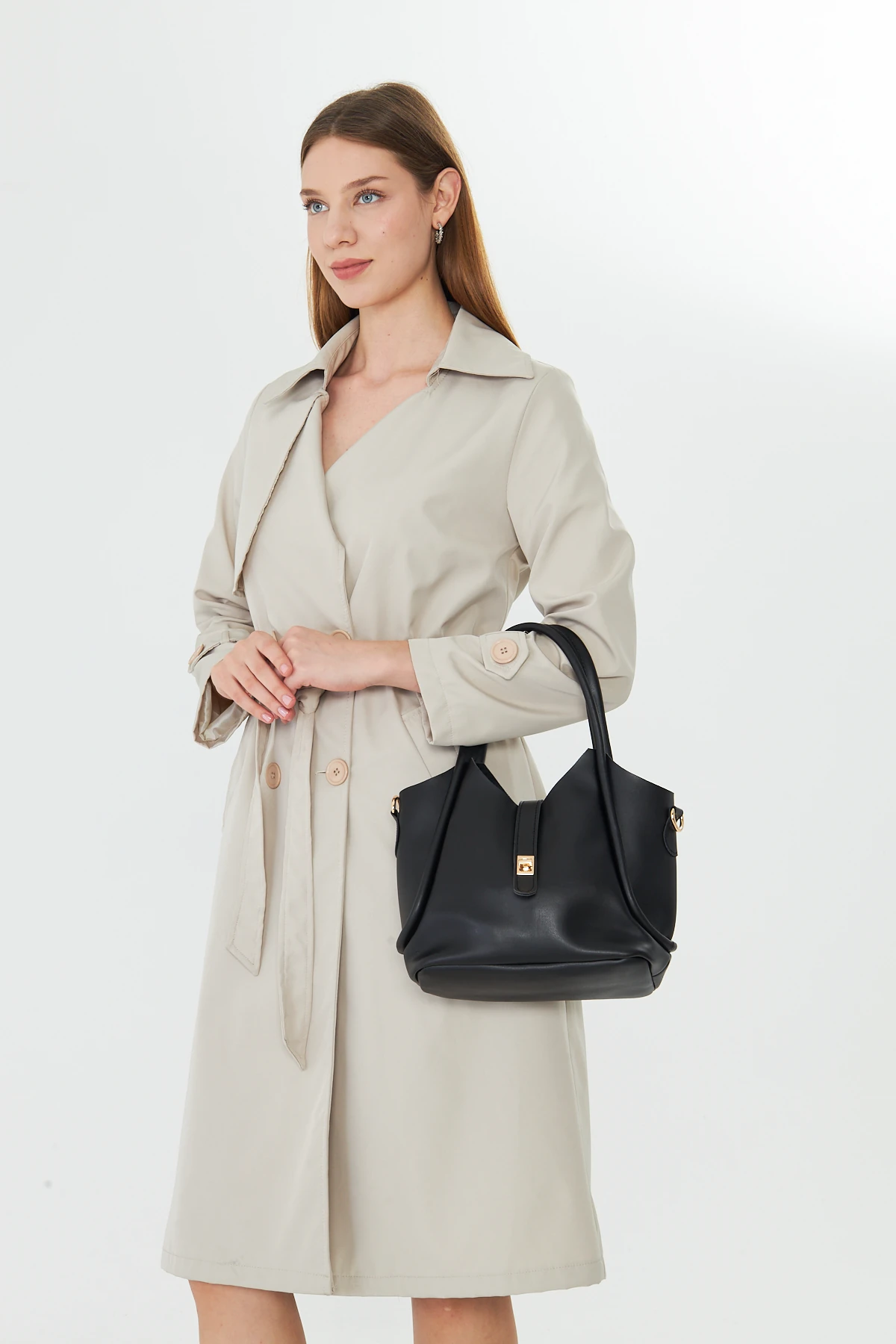 Arlina Çapraz Askılı Yavrulu Kadın Omuz, Kol ve El Çantası - Siyah