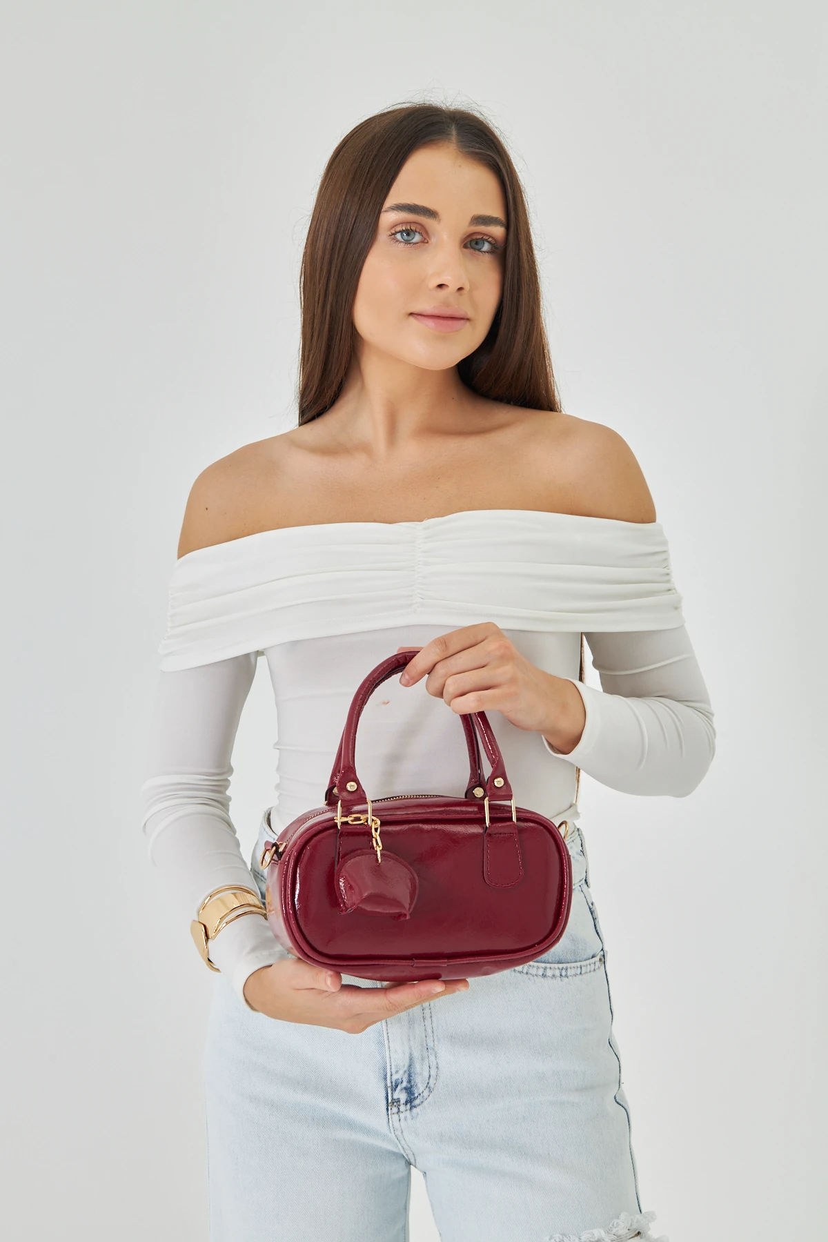 Neka Charm Detaylı El, Kol Ve Omuz Çantası - Bordo