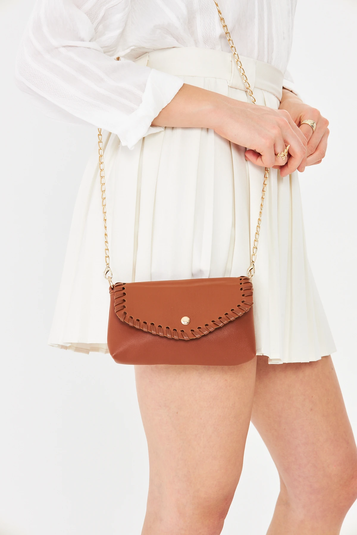 Allegra Zincirli Günlük Mini Kadın Omuz, Kol ve El Çantası - Taba