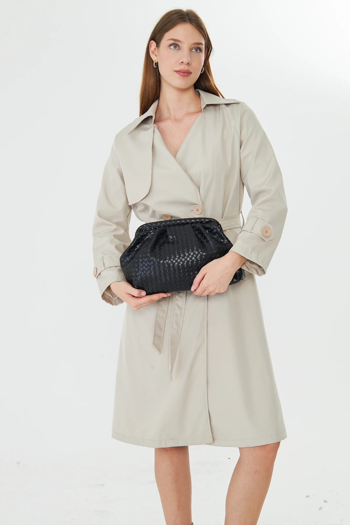 Liora Örgü Detaylı Portföy Kadın Omuz, Kol ve El Çantası - Siyah