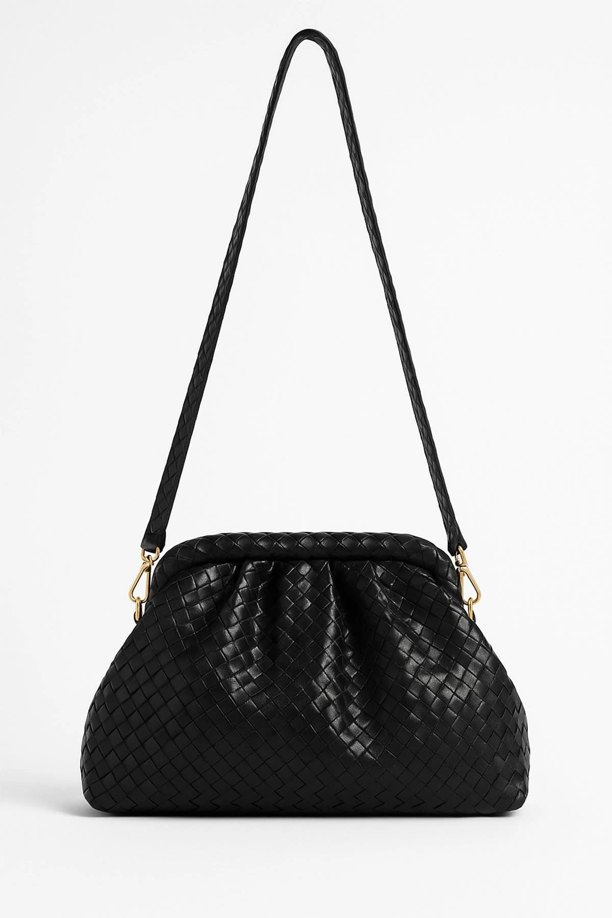 Liora Örgü Detaylı Portföy Kadın Omuz, Kol ve El Çantası - Siyah