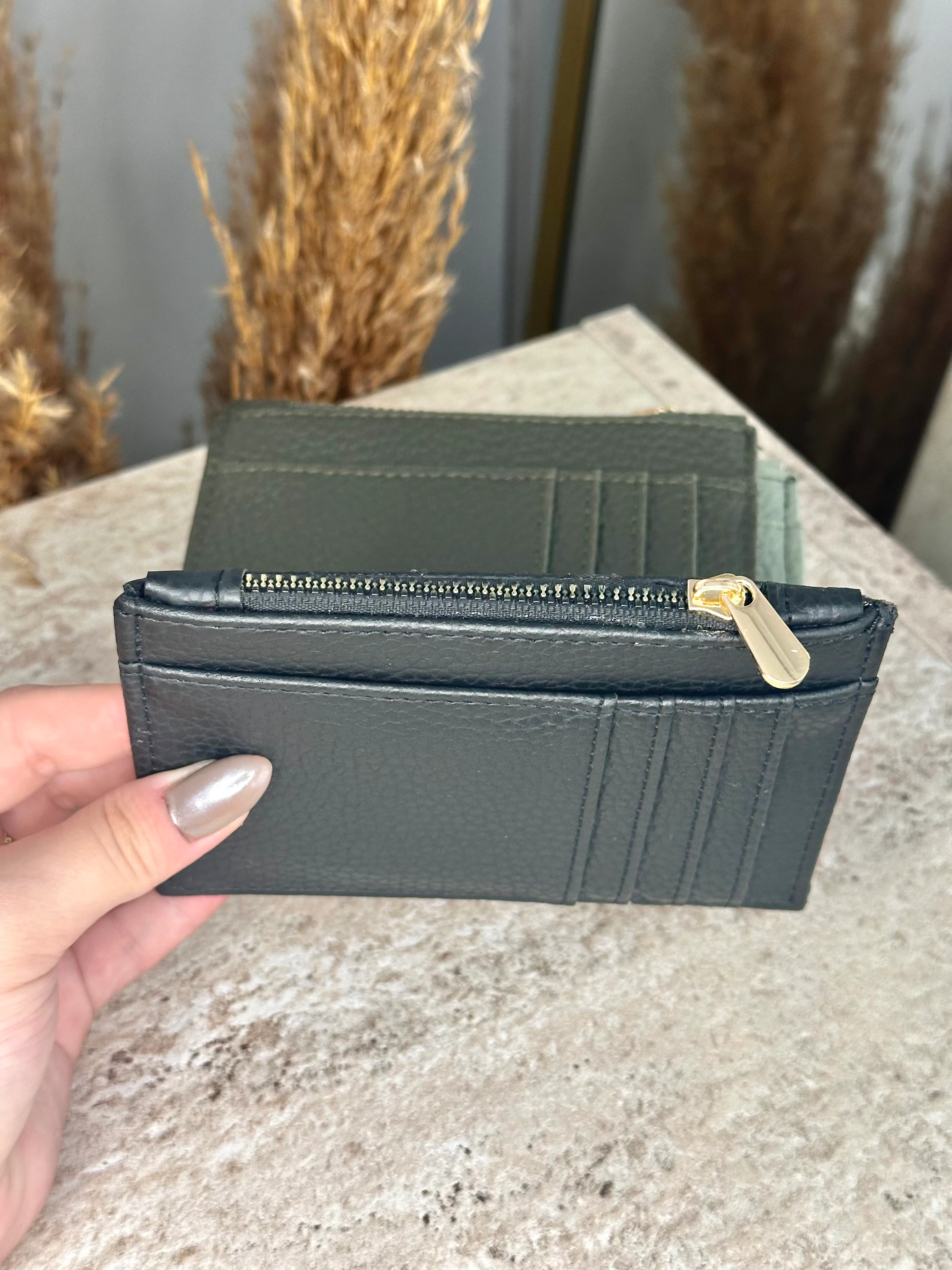 Suni Deri Kadın Kartlık - Fermuarlı Kartlık ve Para Bölmeli