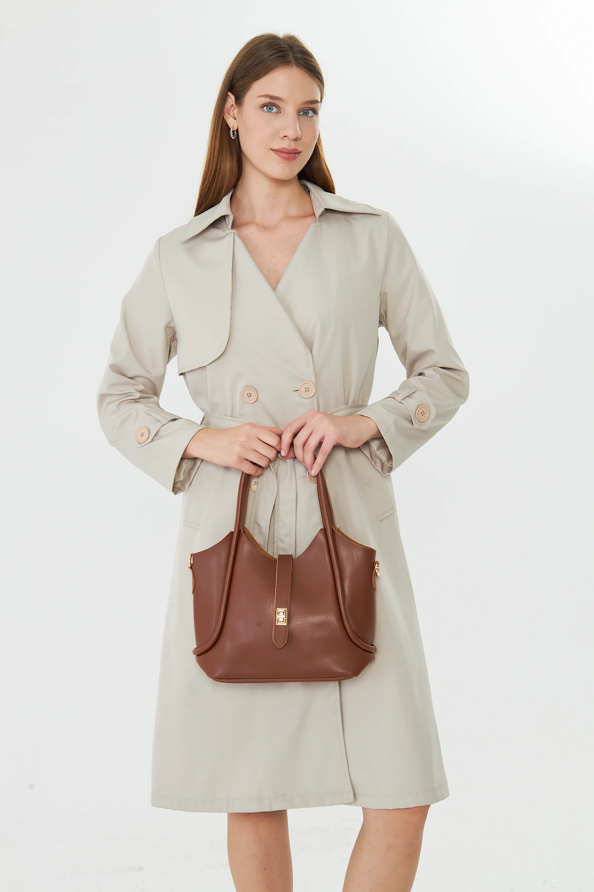 Arlina Çapraz Askılı Yavrulu Kadın Omuz, Kol ve El Çantası - Taba