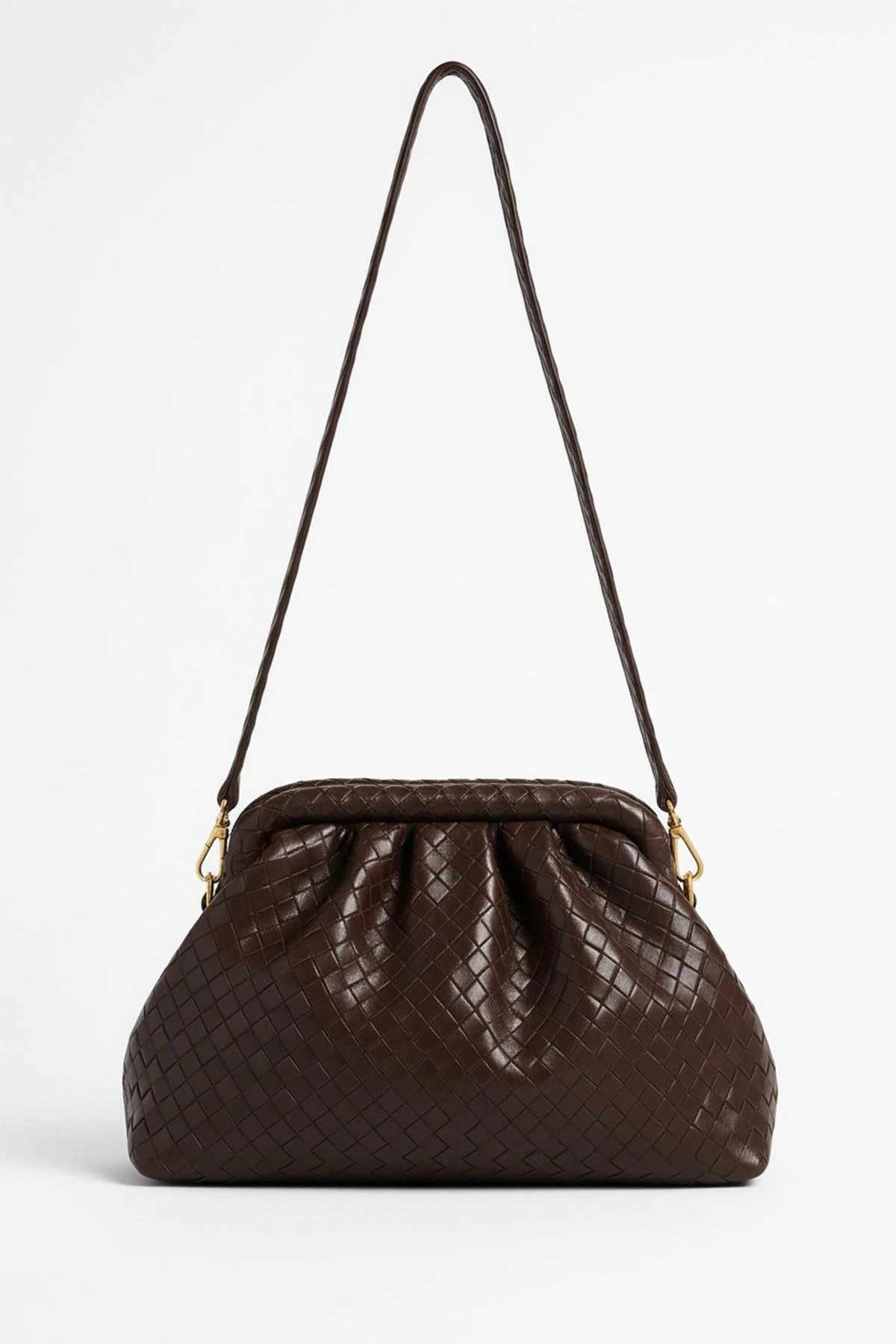 Liora Örgü Detaylı Portföy Kadın Omuz, Kol ve El Çantası - Kahverengi