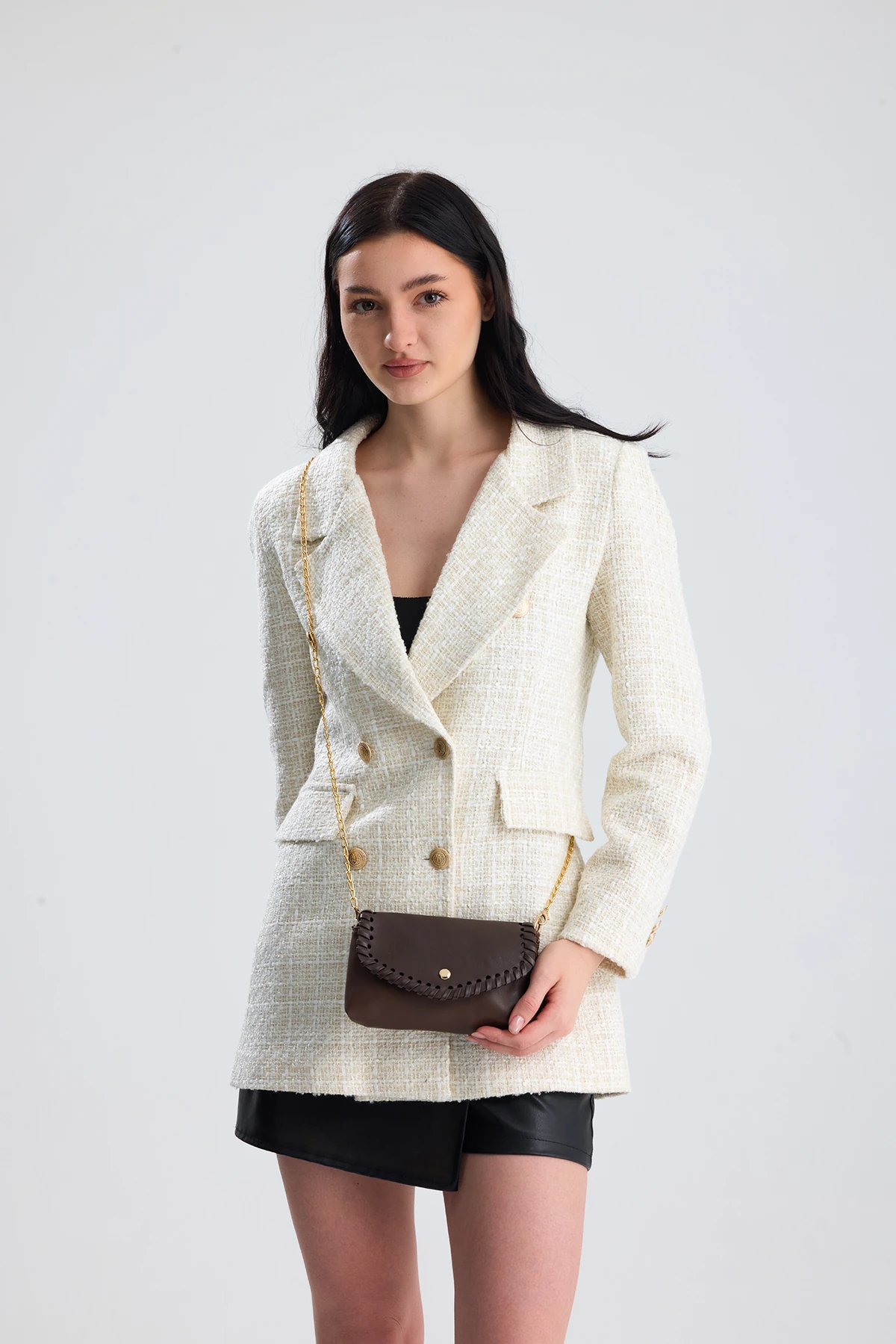 Allegra Zincirli Günlük Mini Kadın Omuz, Kol ve El Çantası - Kahverengi