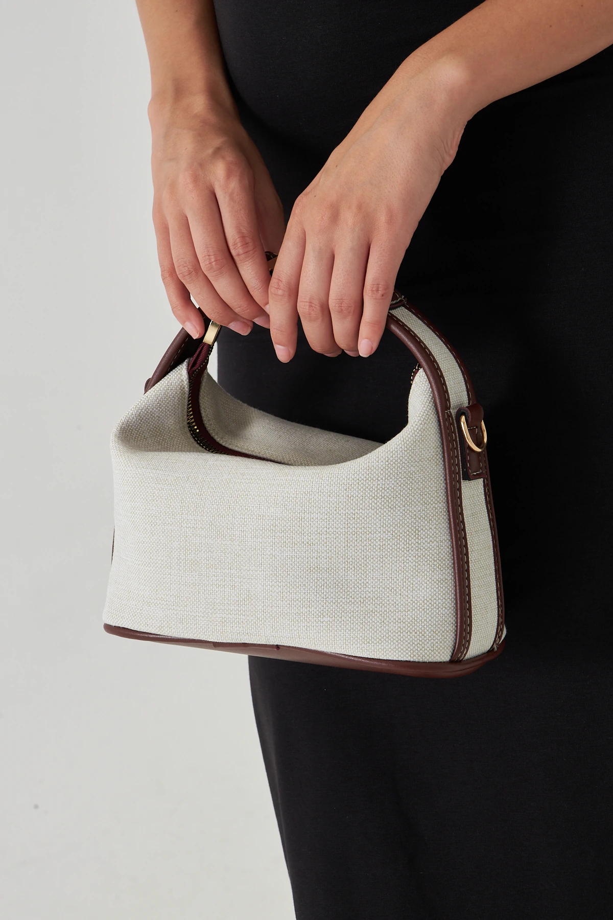 Ravella Kanvas Metal Tokalı Kadın El, Kol ve Omuz Çantası - Bordo