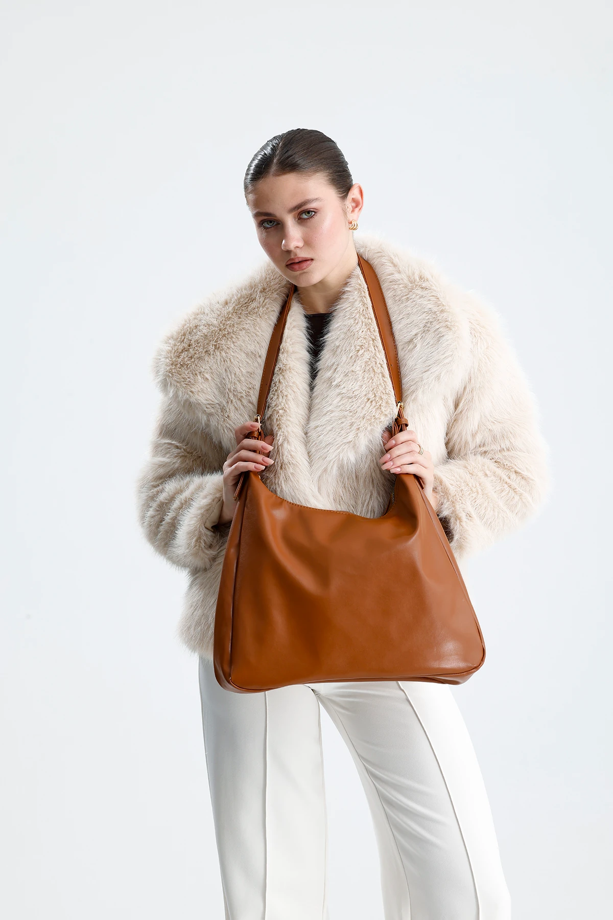 Luvin Salaş Kadın Omuz, Kol ve El Çantası - Taba