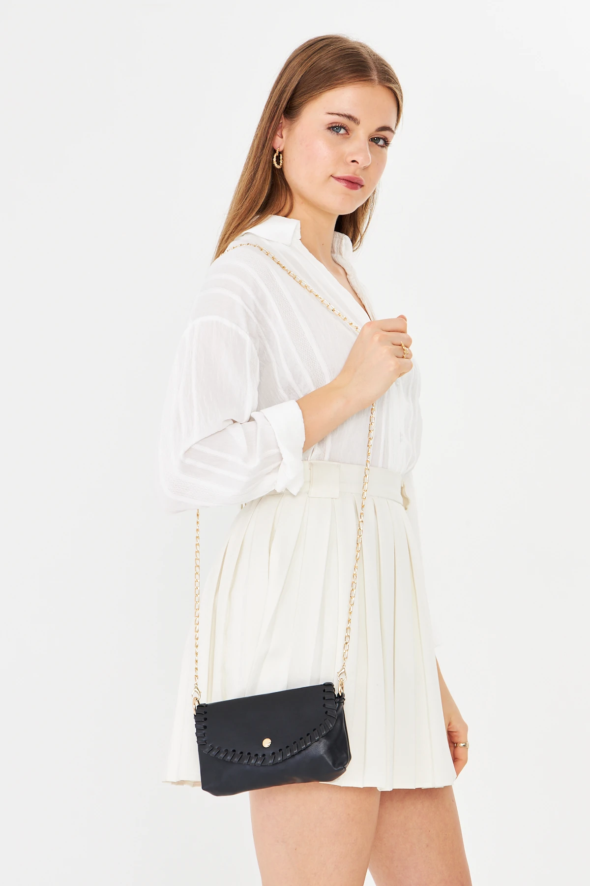 Allegra Zincirli Günlük Mini Kadın Omuz, Kol ve El Çantası - Siyah