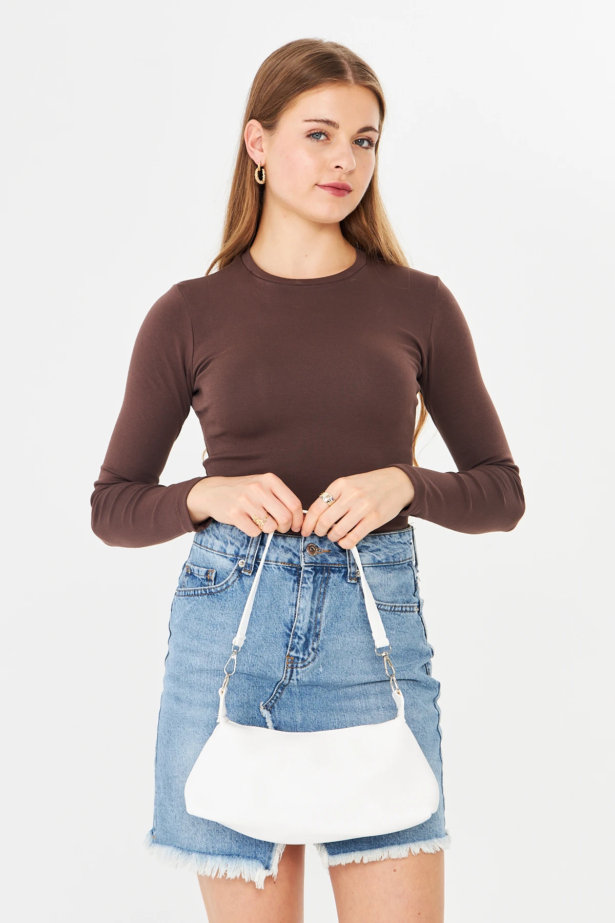 Lumira Mini Baget Kadın Omuz, Kol ve El Çantası - Beyaz