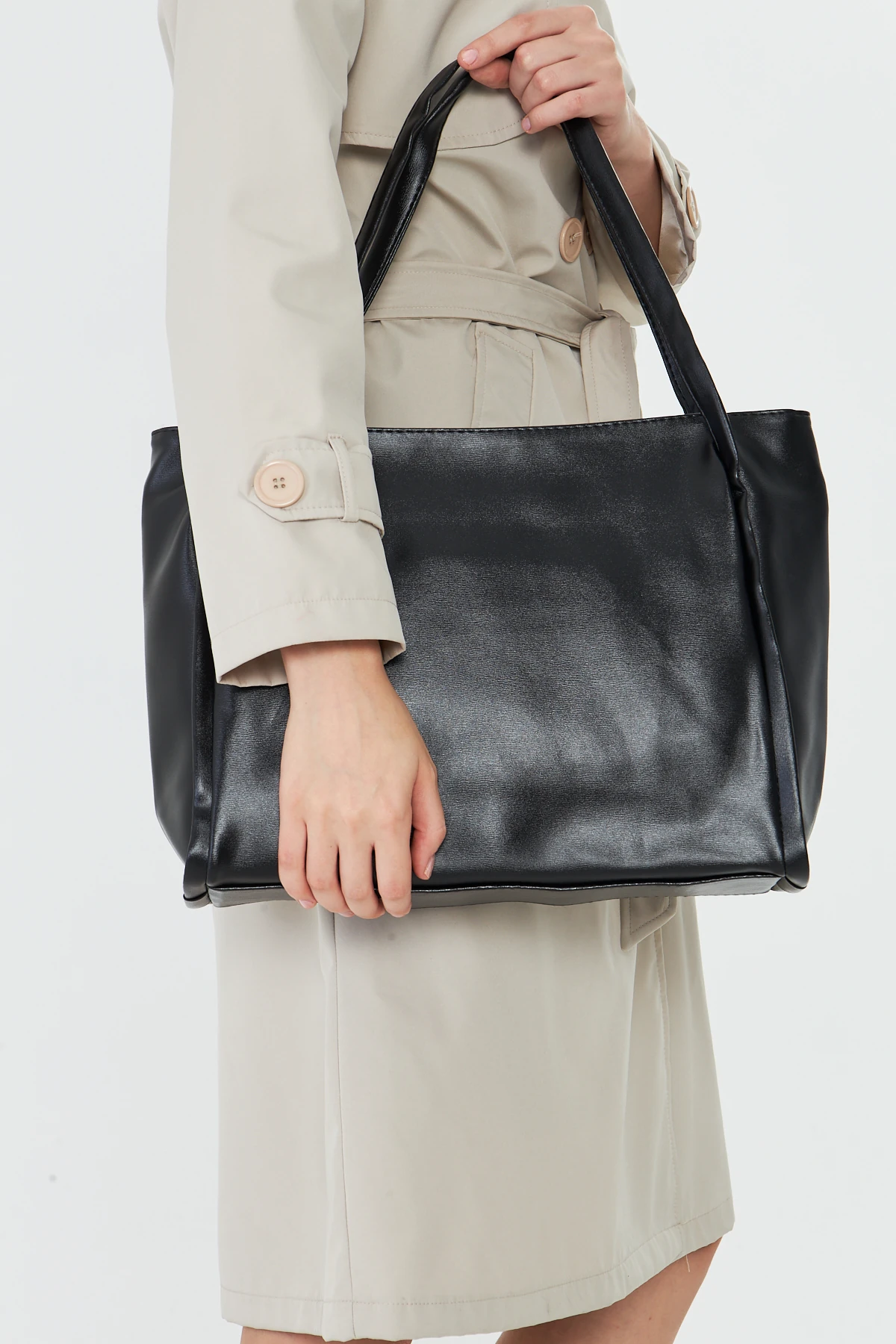 Esmarie Çift Saplı Salaş Kadın Omuz, Kol ve El Çantası - Siyah