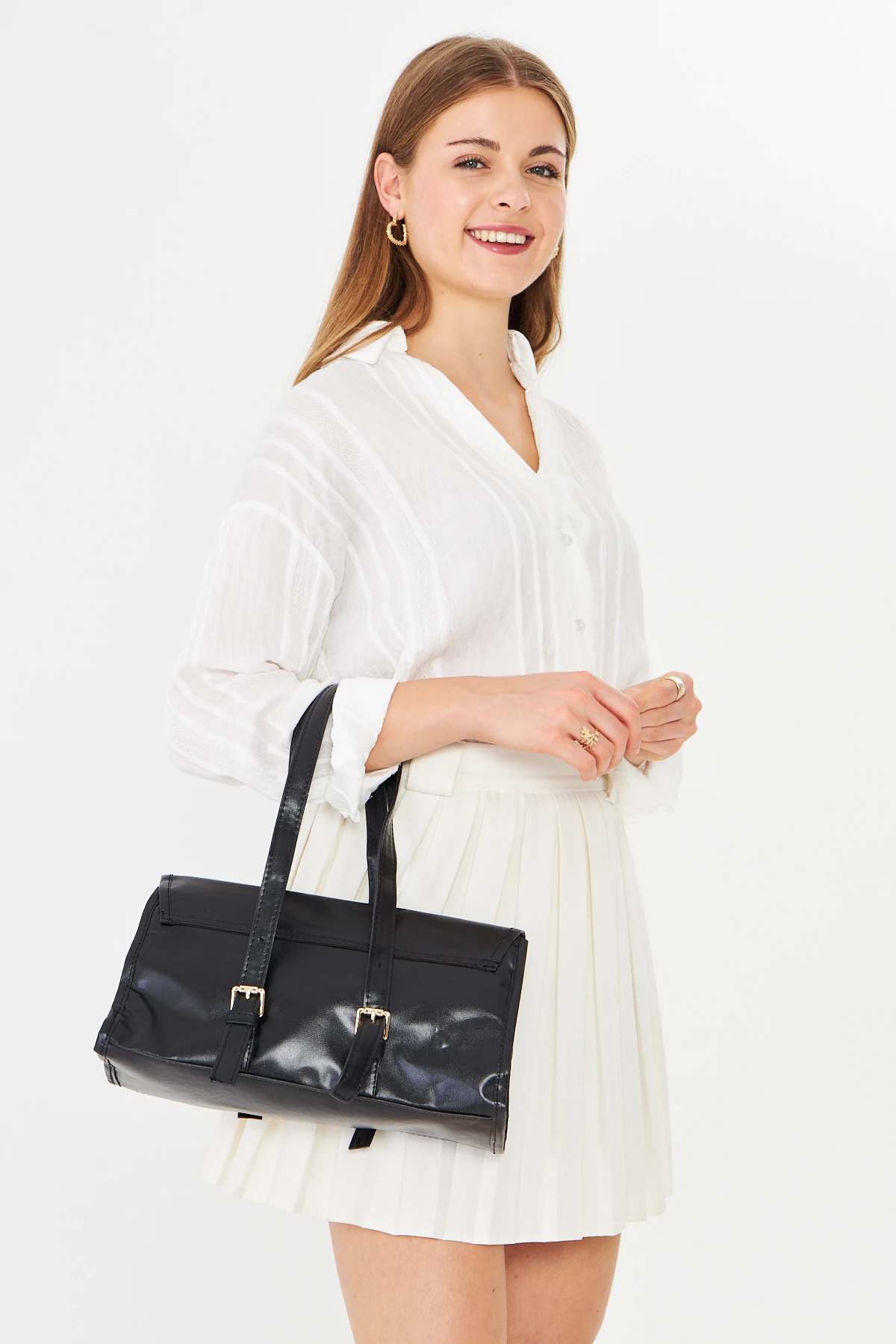 Nima Vintage Baget Çanta - Siyah