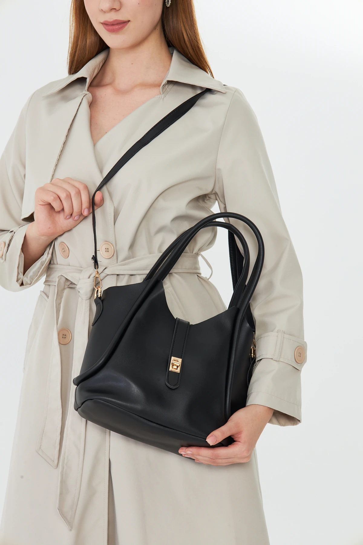 Arlina Çapraz Askılı Yavrulu Kadın Omuz, Kol ve El Çantası - Siyah