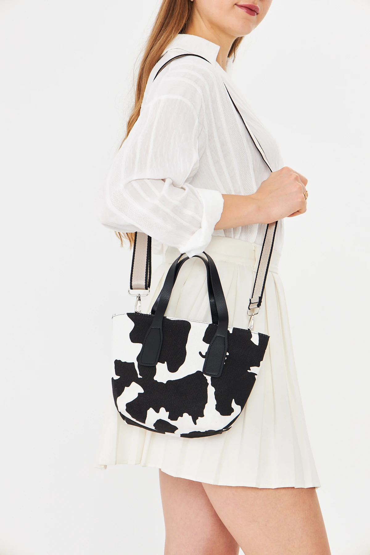 Besti Uzun Askılı Çapraz Çanta - Cow Print