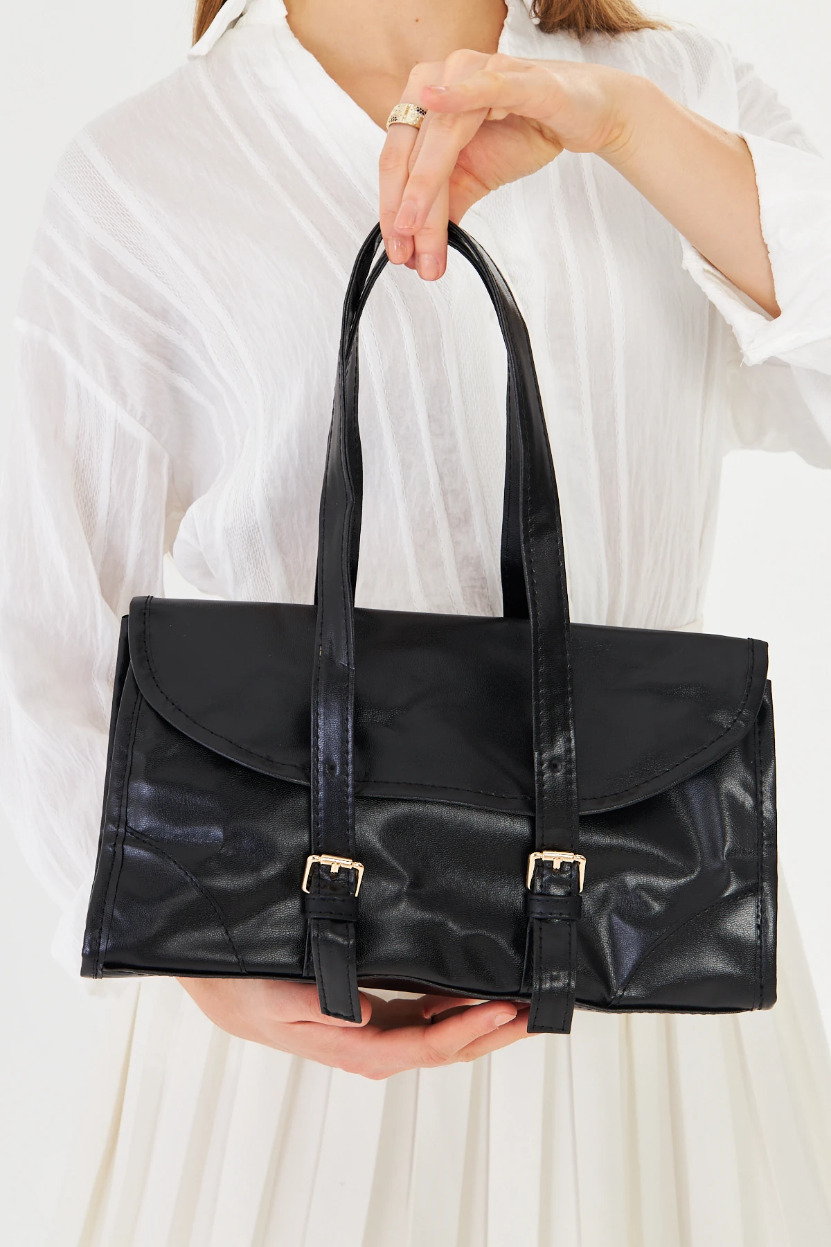 Nima Vintage Baget Çanta - Siyah