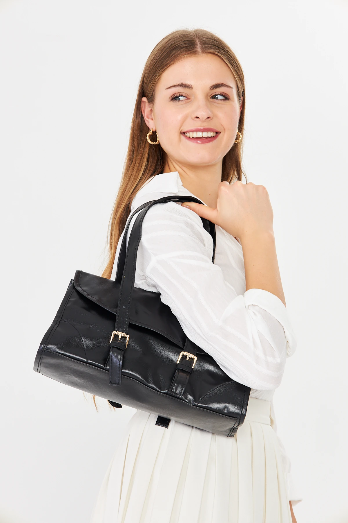 Nima Vintage Baget Çanta - Siyah