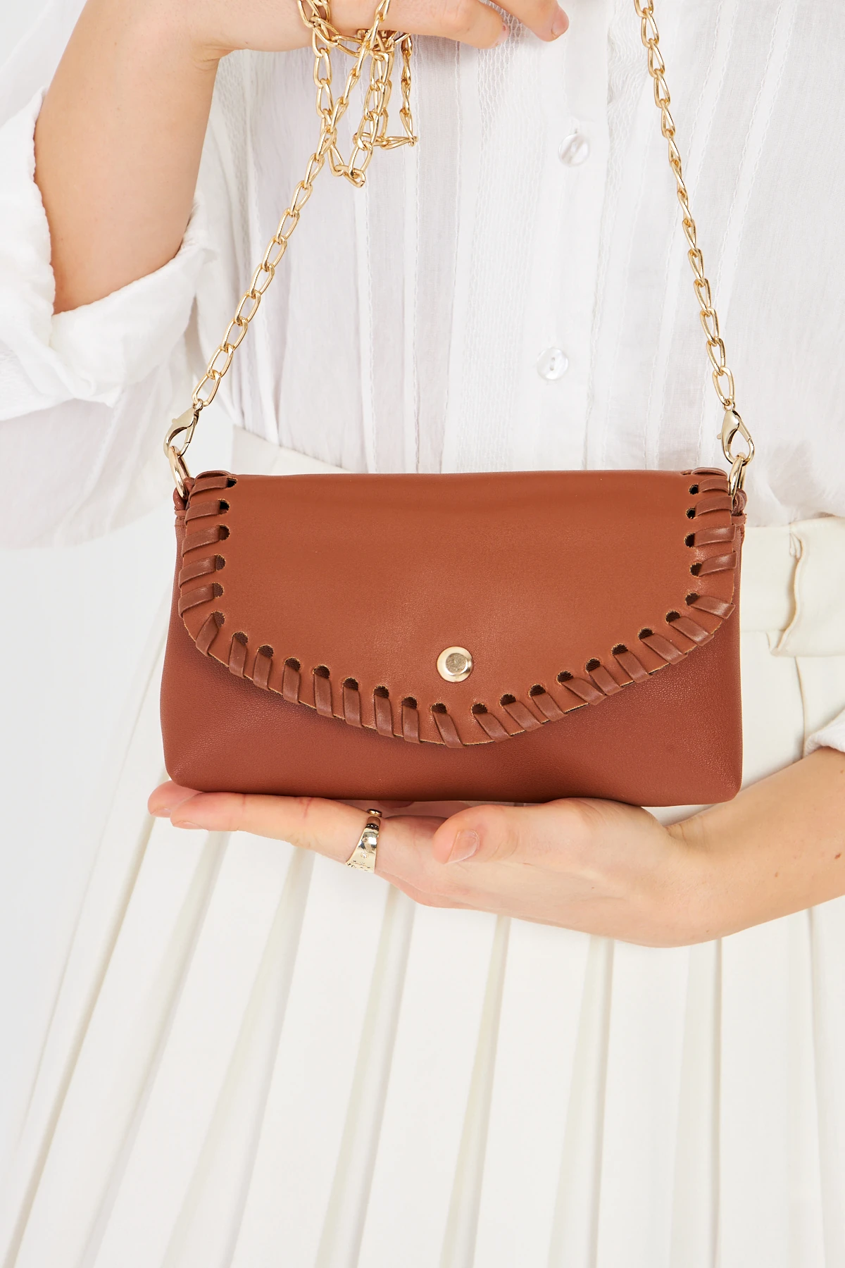 Allegra Zincirli Günlük Mini Kadın Omuz, Kol ve El Çantası - Taba