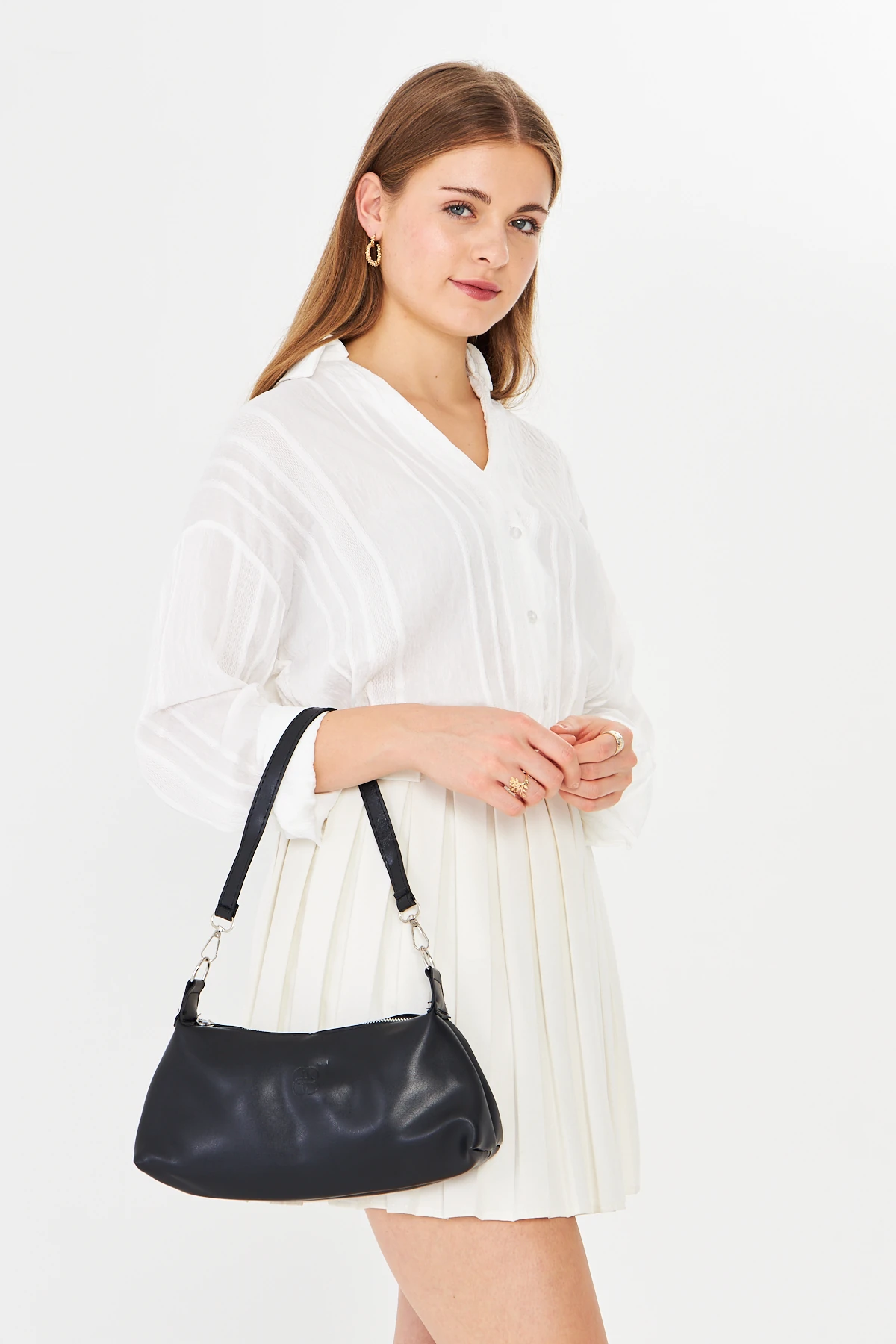 Lumira Mini Baget Kadın Omuz, Kol ve El Çantası - Siyah