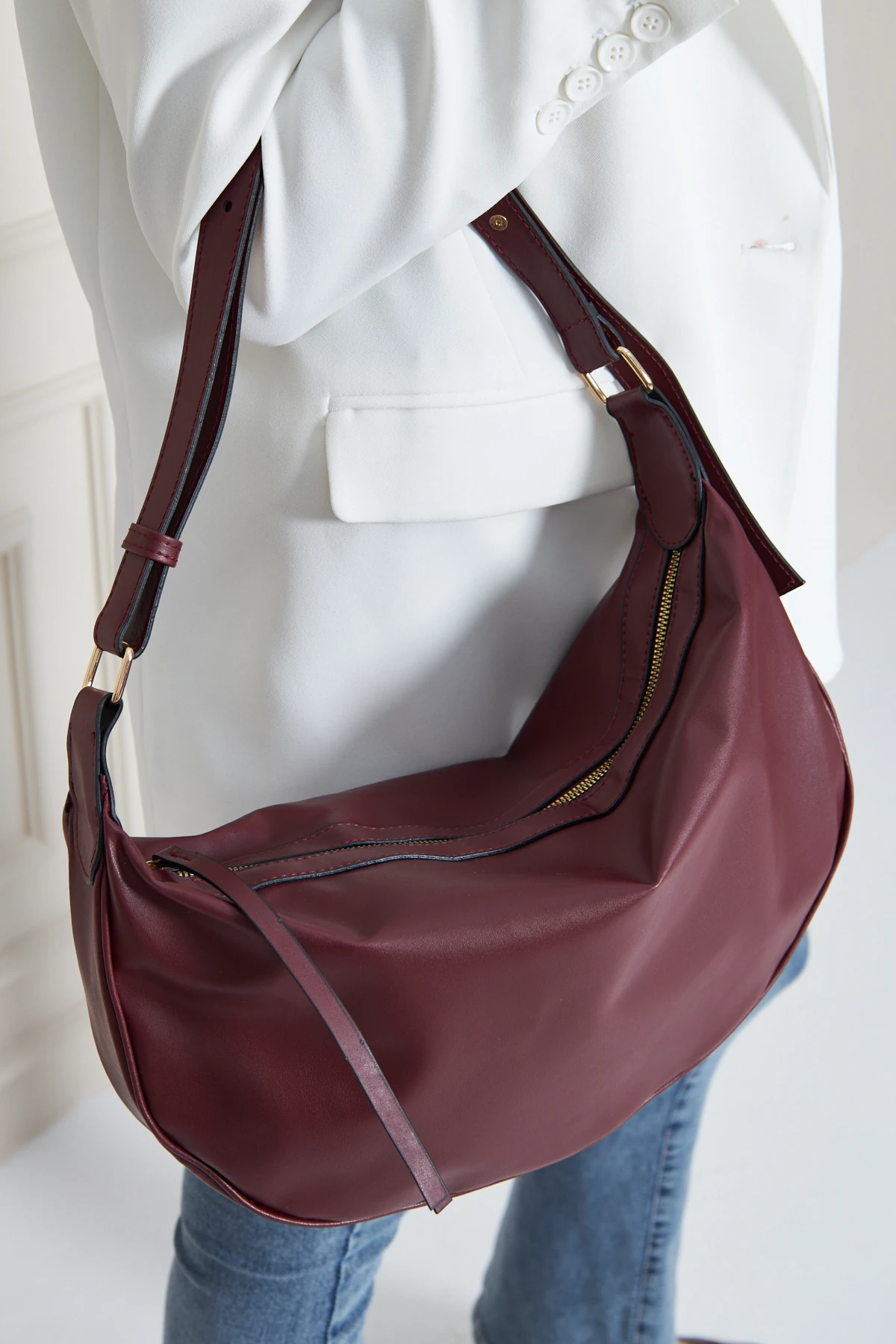 Nora Salaş Omuz Çantası - Bordo