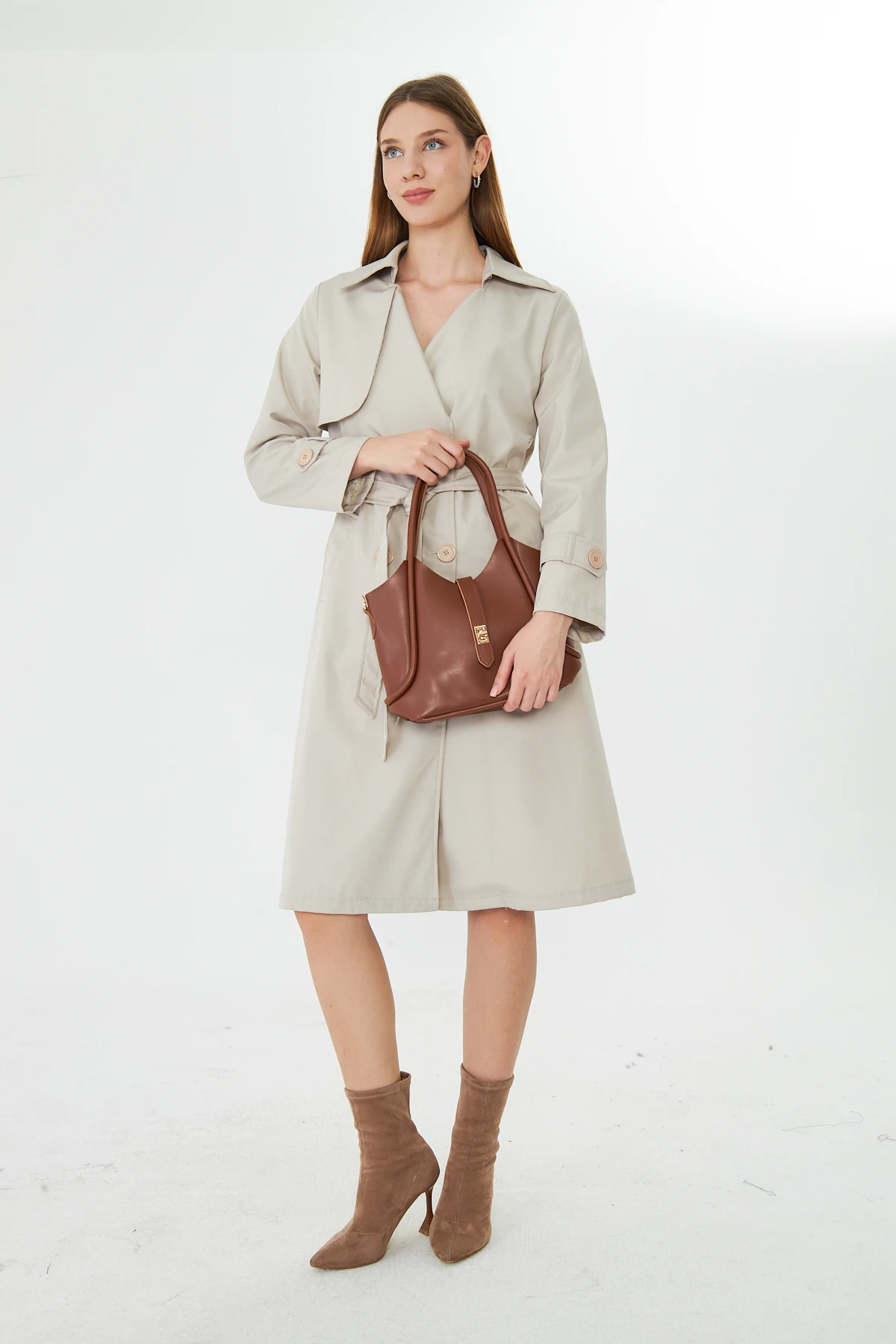 Arlina Çapraz Askılı Yavrulu Kadın Omuz, Kol ve El Çantası - Taba