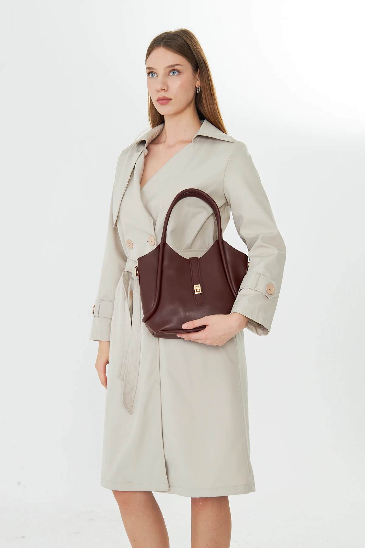 Arlina Çapraz Askılı Yavrulu Kadın Omuz, Kol ve El Çantası - Bordo