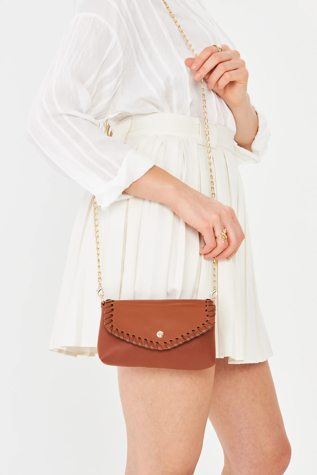 Allegra Zincirli Günlük Mini Kadın Omuz, Kol ve El Çantası - Taba