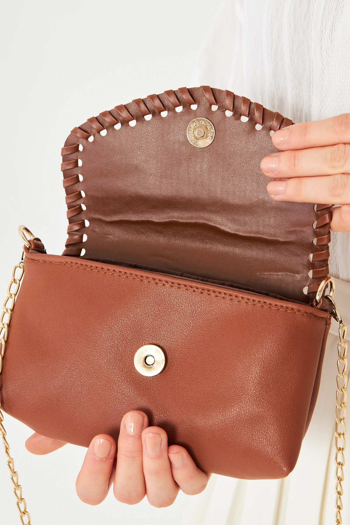 Allegra Zincirli Günlük Mini Kadın Omuz, Kol ve El Çantası - Taba