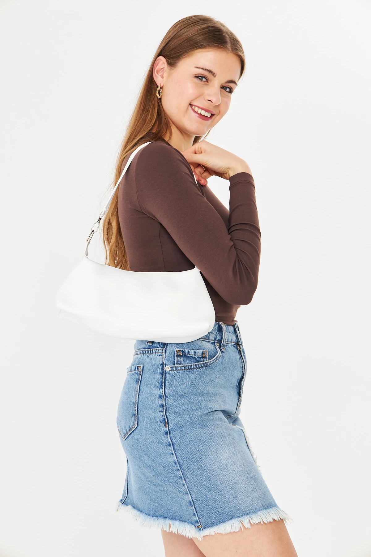 Lumira Mini Baget Kadın Omuz, Kol ve El Çantası - Beyaz