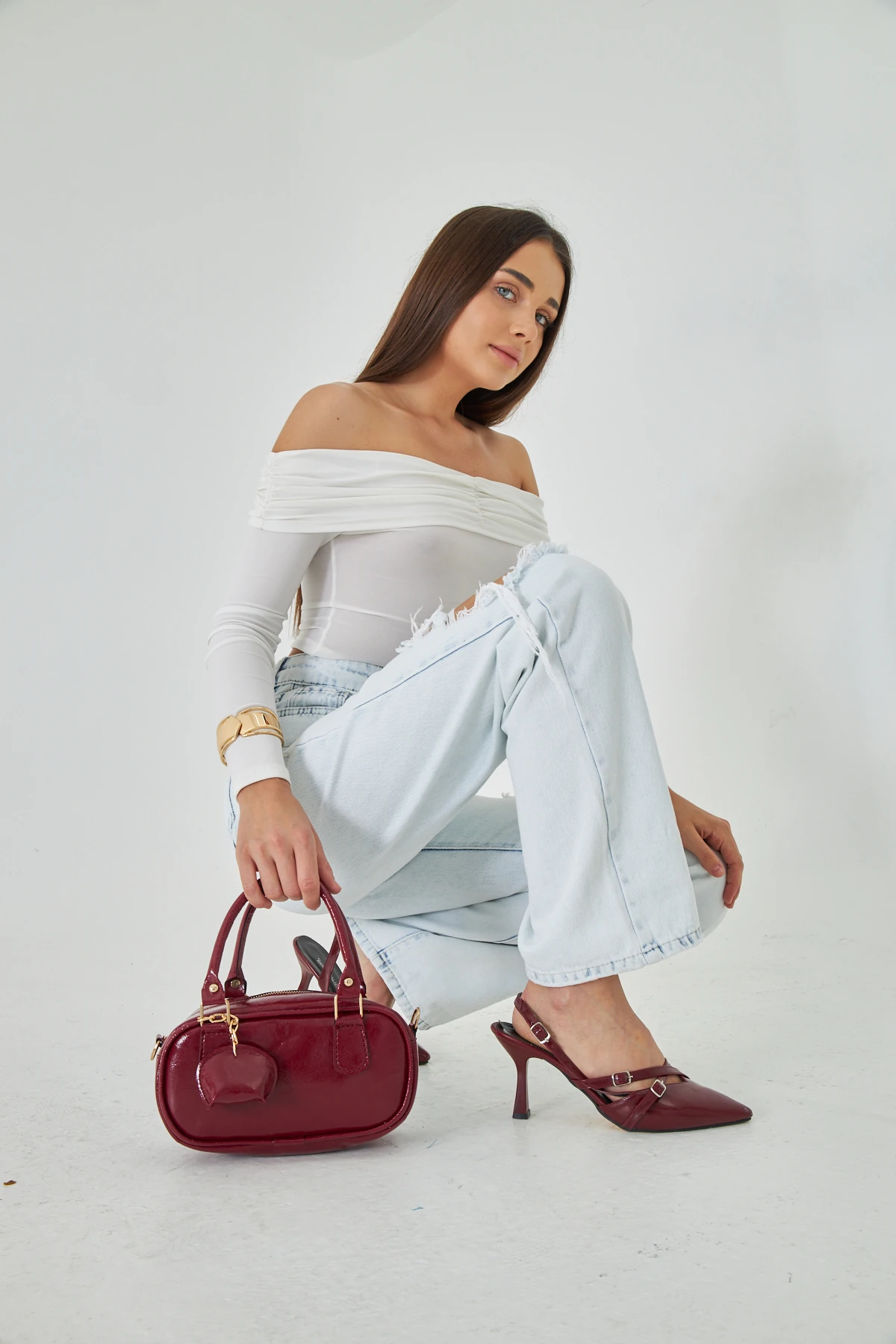 Neka Charm Detaylı El, Kol Ve Omuz Çantası - Bordo