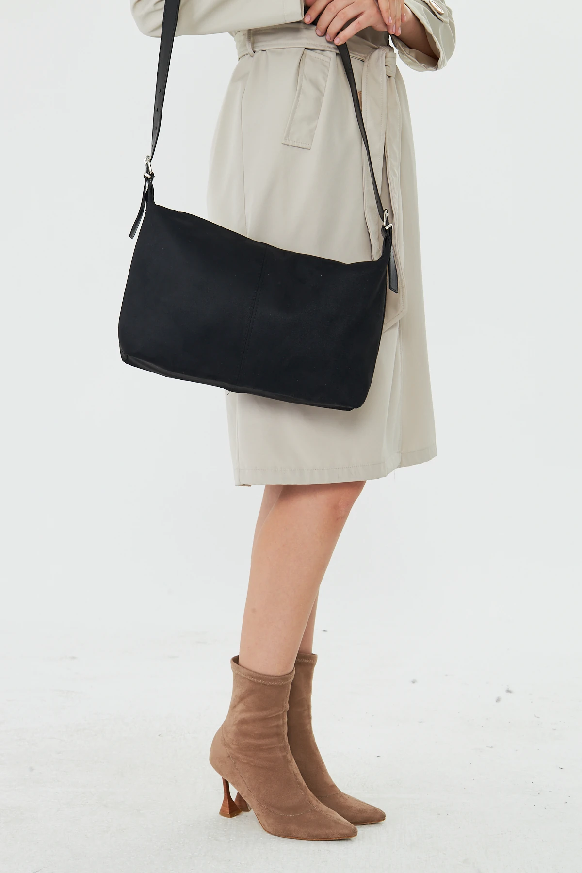 Metro Süet Kadın Omuz, Kol ve El Çantası - Siyah